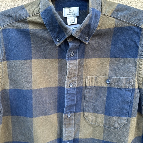 Woolrich 🔥 Trout Run Flannel Check Button Down Shirt Sz M Dark Green Buffalo - Picture 9 of 12